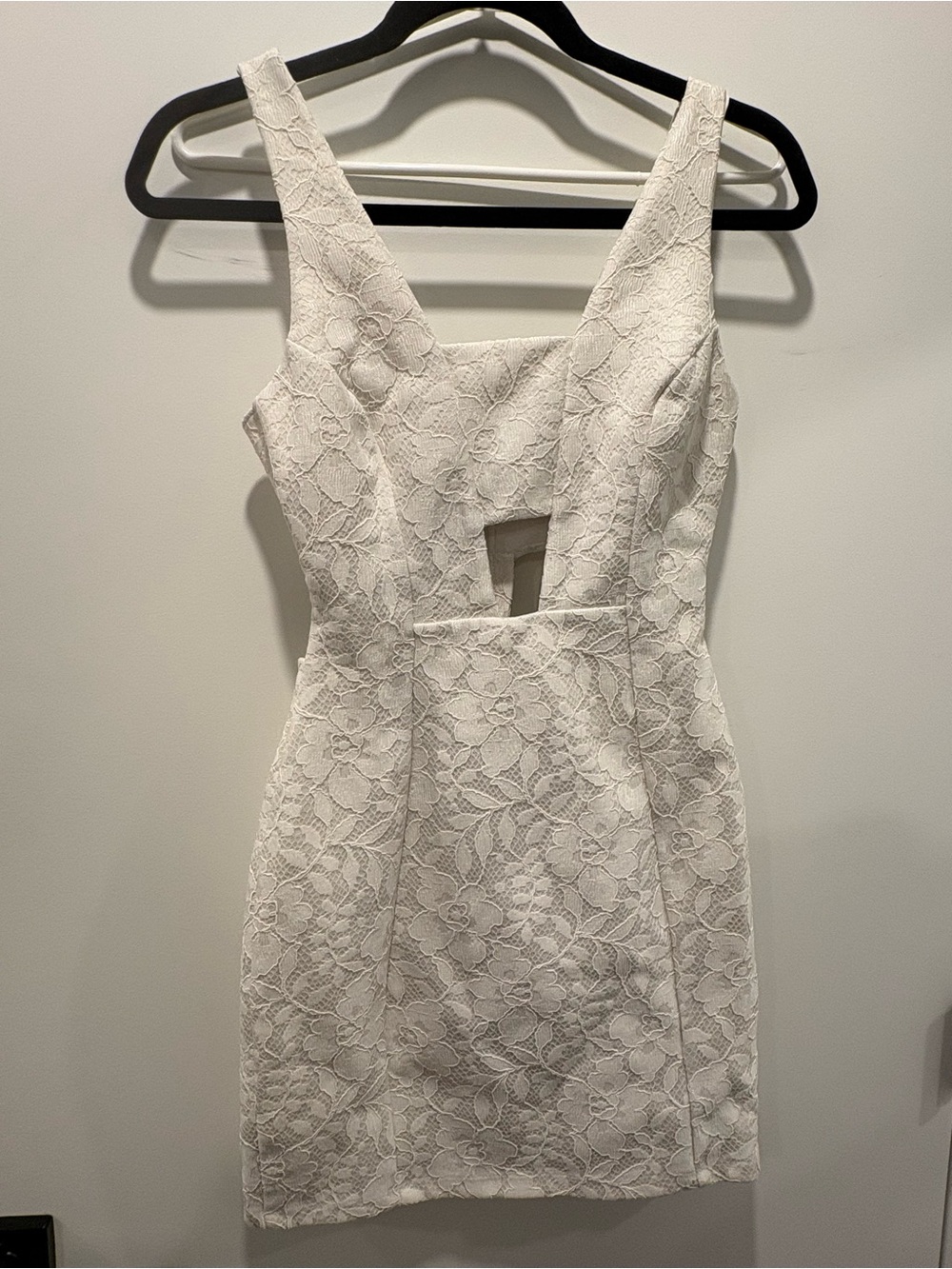 Topshop White Lace Mini Dress with Front Cutout